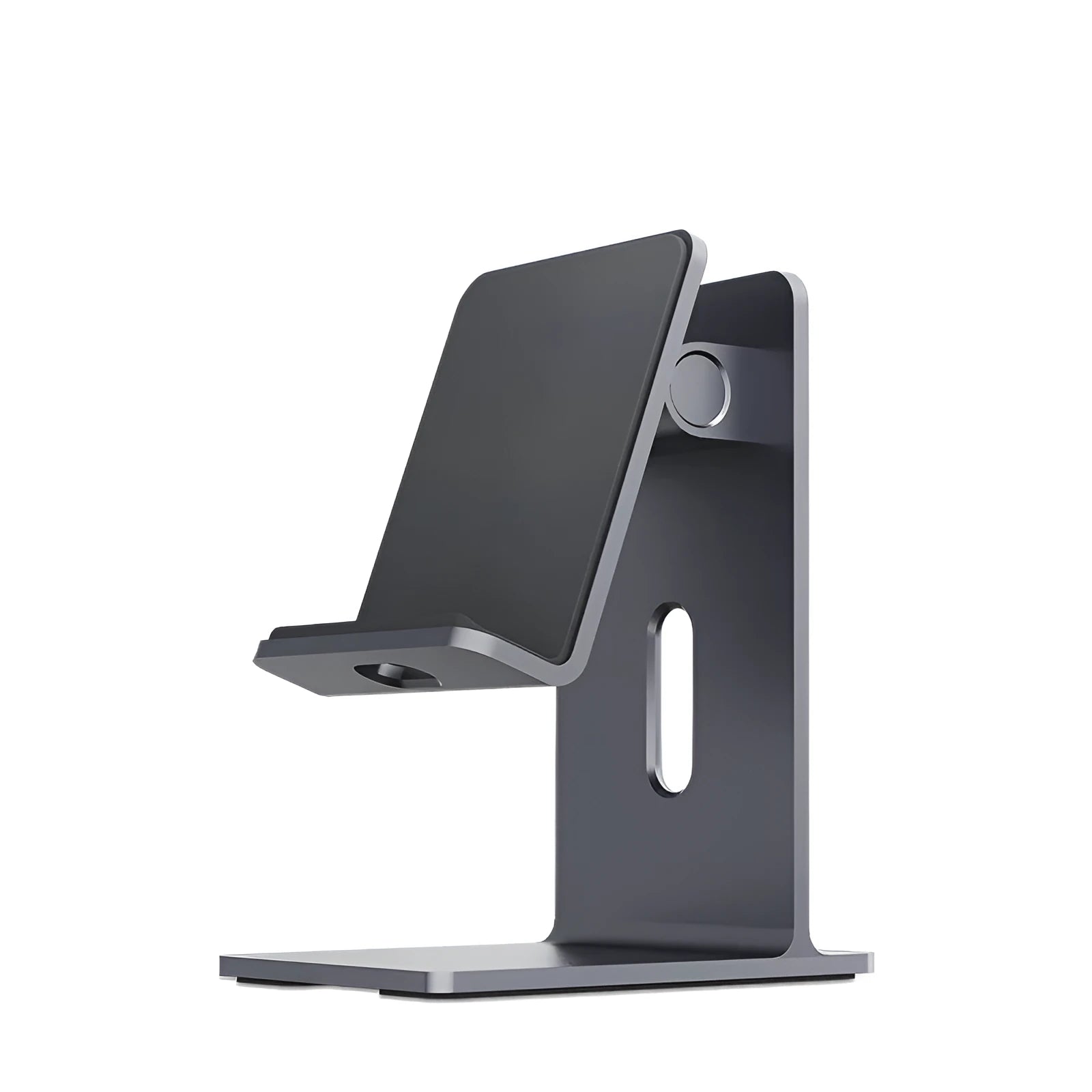 Alloy mobile phone holder bracket on desktop holding phone
