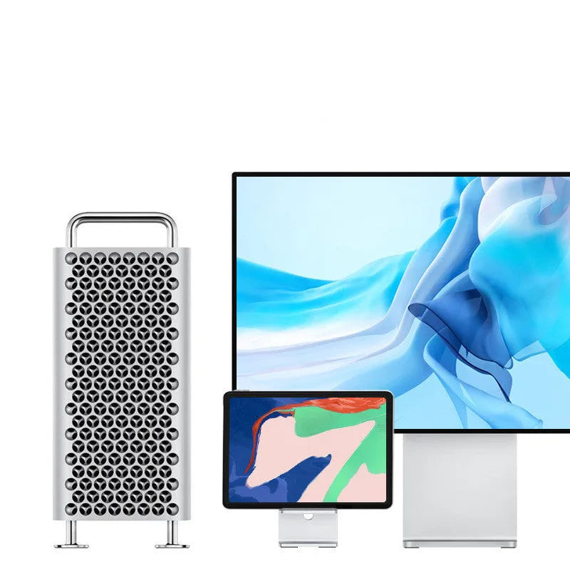 Alloy mobile phone holder bracket on desktop holding phone