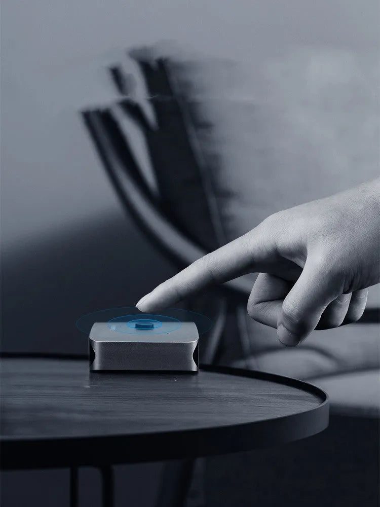 Grey HDMI switcher with two input ports and one output port for computer TV monitor connectivity