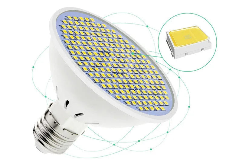 E27 LED lamp cup energy-saving bulb with PC body, available in warm white and cool white.