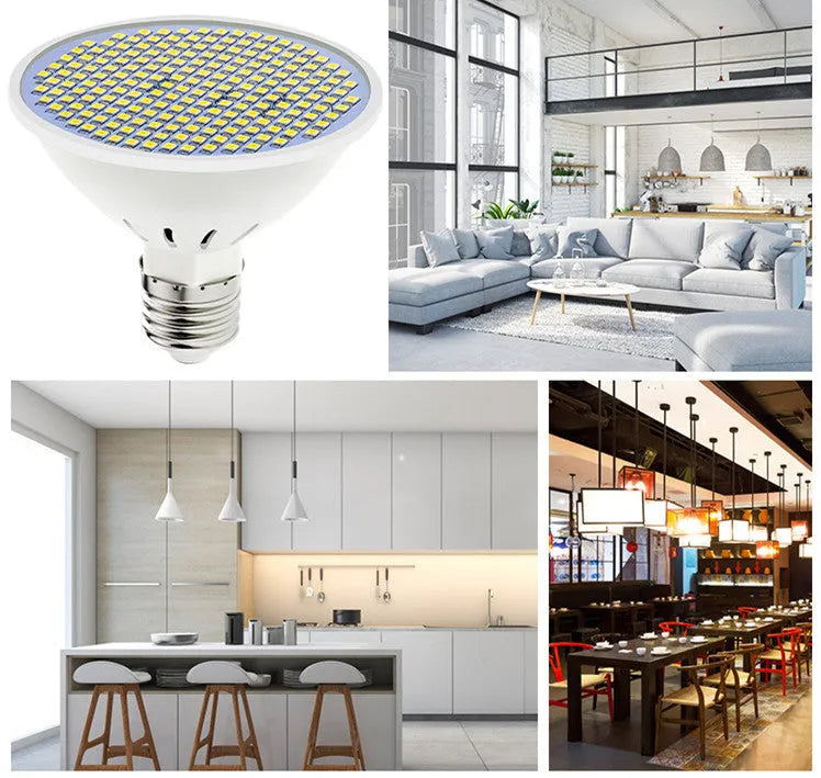 E27 LED lamp cup energy-saving bulb with PC body, available in warm white and cool white.