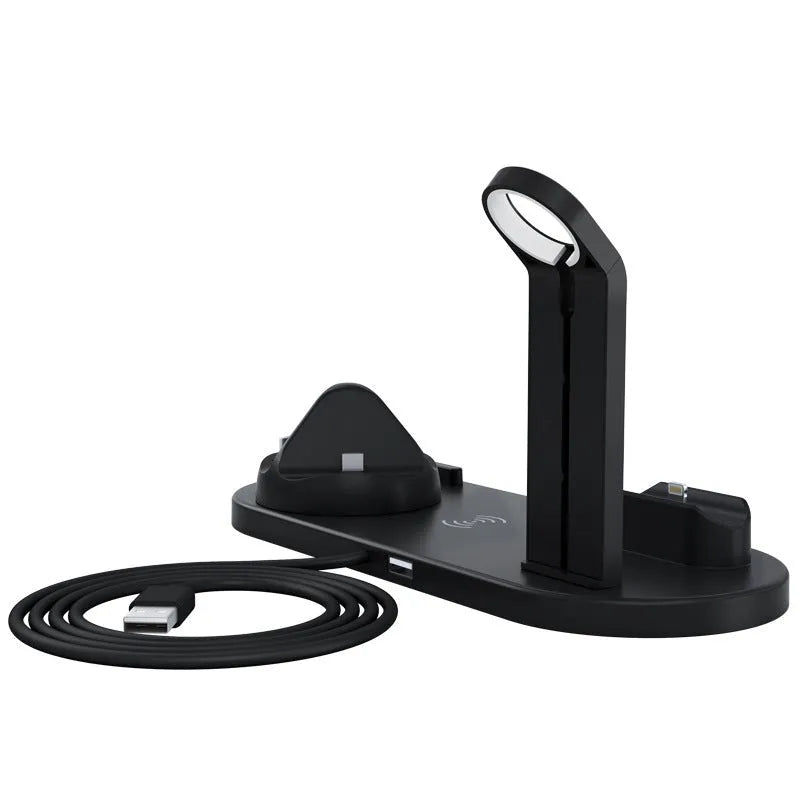 Three-in-one wireless charging bracket for Apple Watch, AirPods and iPhone in black or white