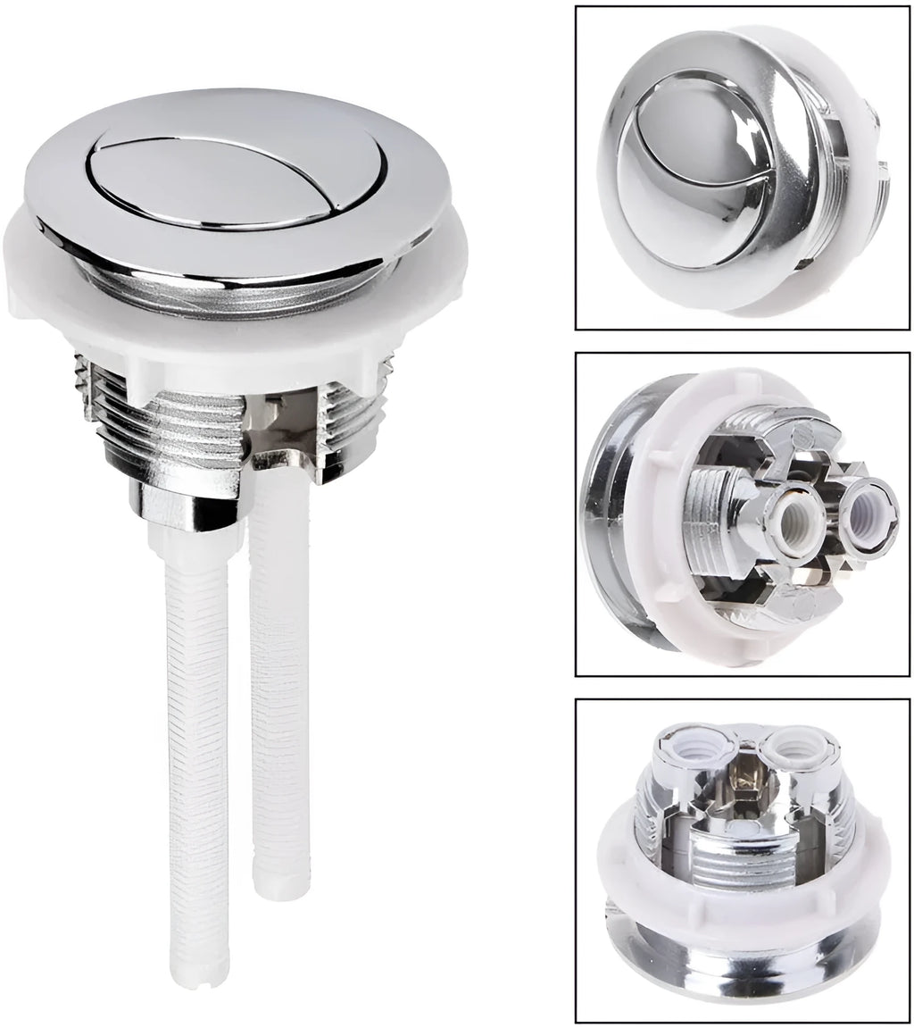 38mm round white ABS plastic double button toilet flush control panel.
