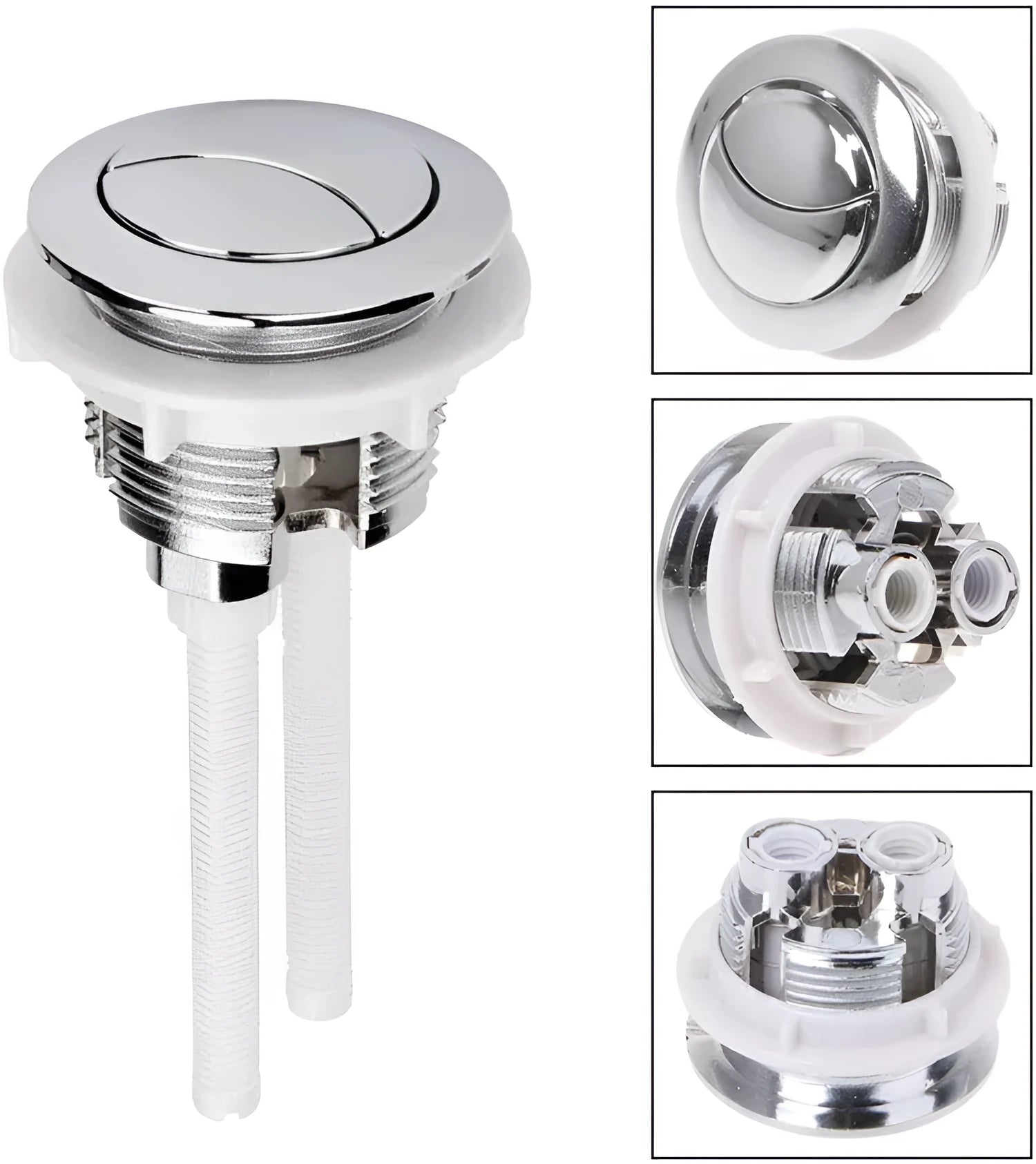 38mm round white ABS plastic double button toilet flush control panel.