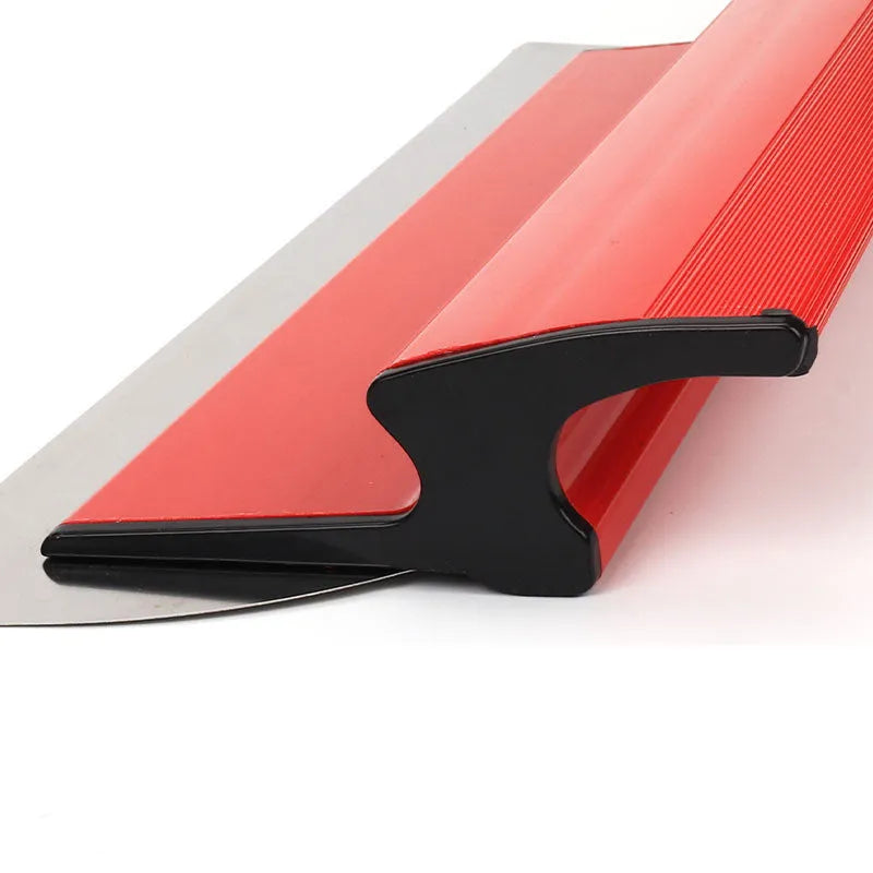 Red 40cm leveling scraper with steel blade for wall putty removal and wallpaper pasting