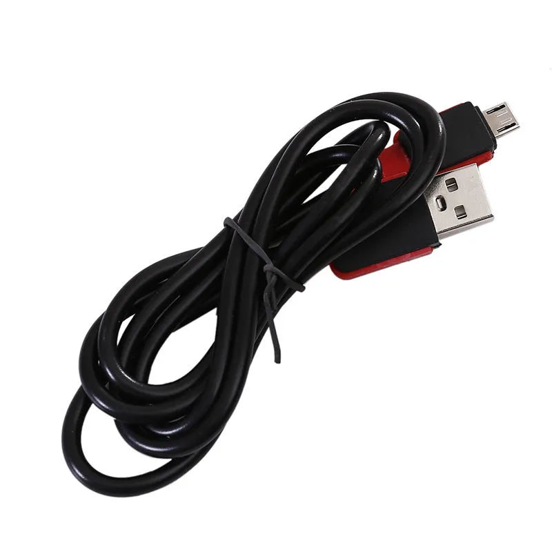 Red portable COB LED work light with magnet hook showing 28.8cm length and USB charging port