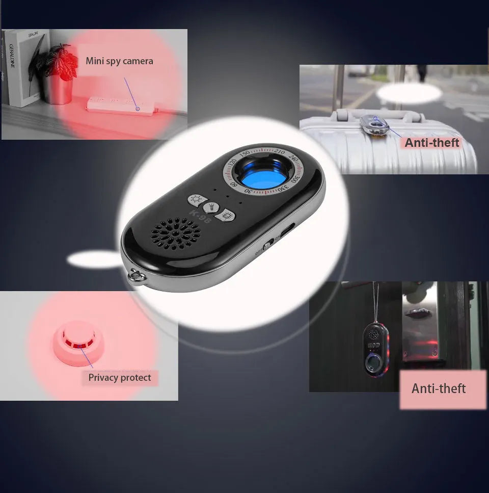 Wireless security detector with vibration alarm measuring 85x40x10 mm for travel protection