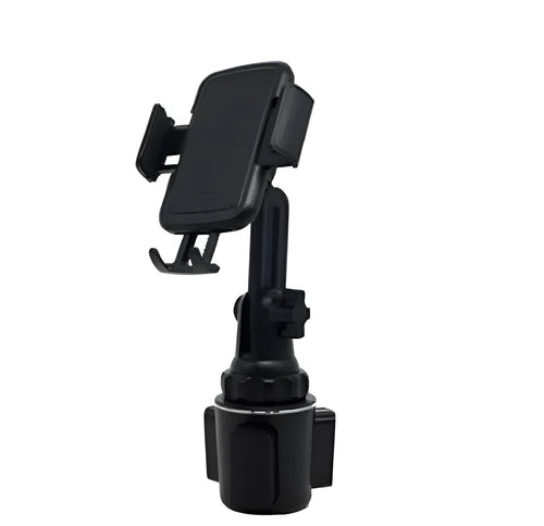 Black ABS car phone holder with 360-degree rotation and adjustable height