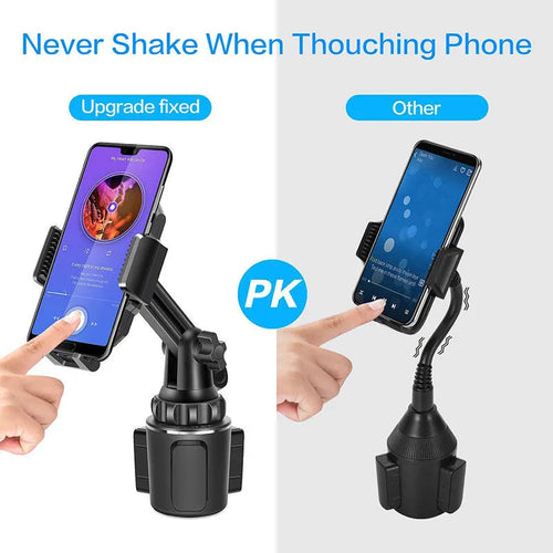 Black ABS car phone holder with 360-degree rotation and adjustable height