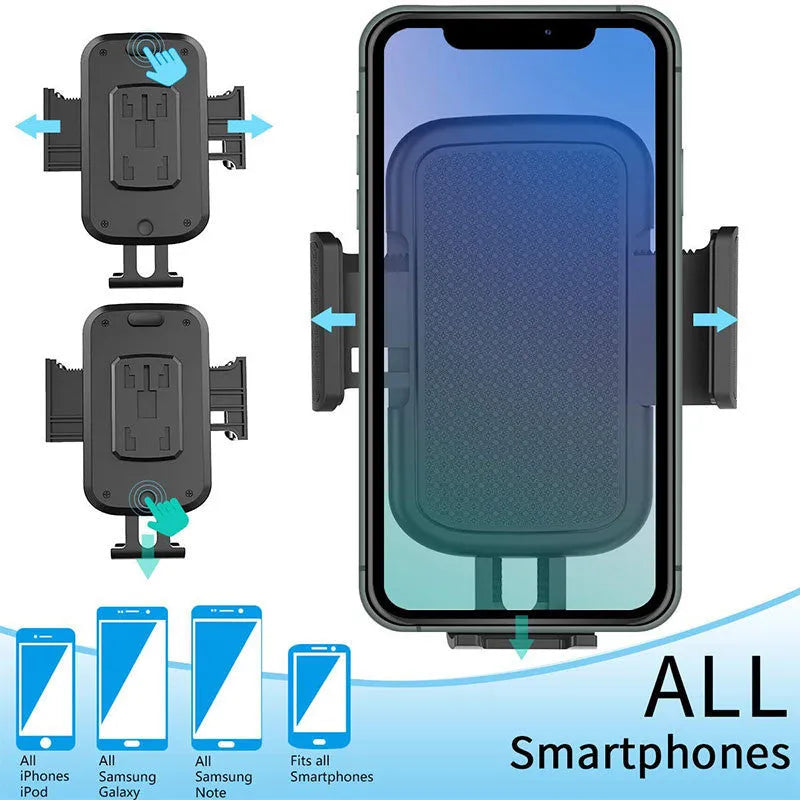 Black ABS car phone holder with 360-degree rotation and adjustable height