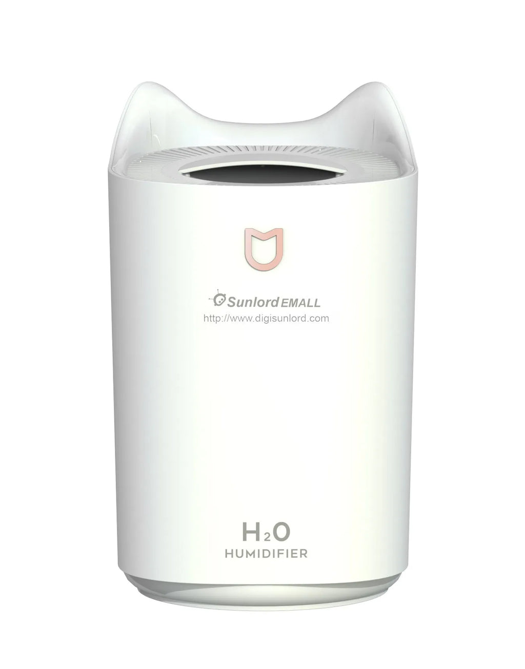 White double spray humidifier with USB cable and three mist outlets for rooms up to 30 square metres