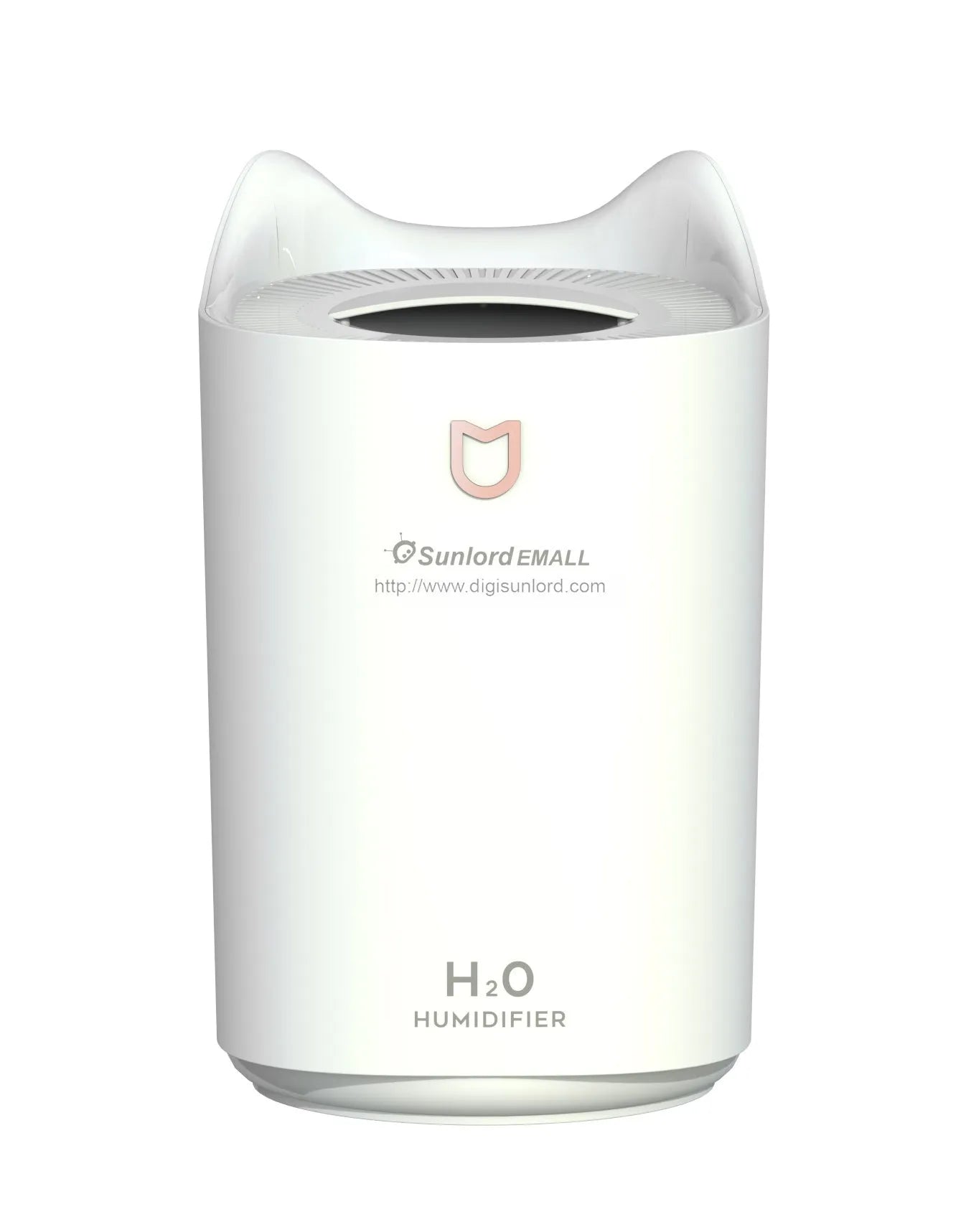White double spray humidifier with USB cable and three mist outlets for rooms up to 30 square metres