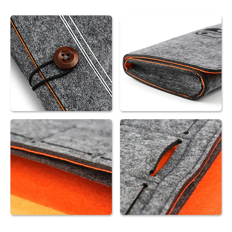 Black felt protective pouch case for Nintendo Switch with game cartridge slots