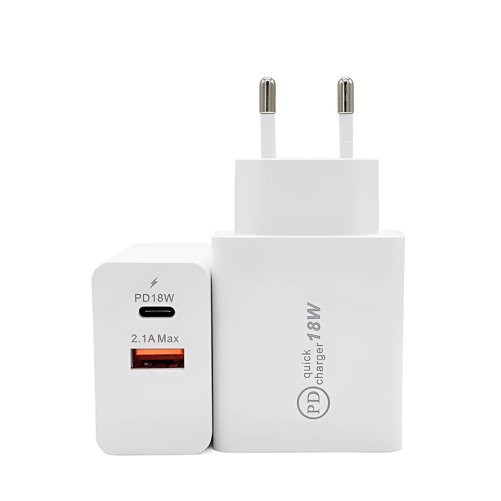 18W USB-C fast charger wall adapter with US plug in black finish