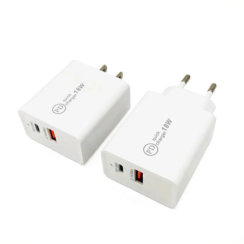18W USB-C fast charger wall adapter with US plug in black finish