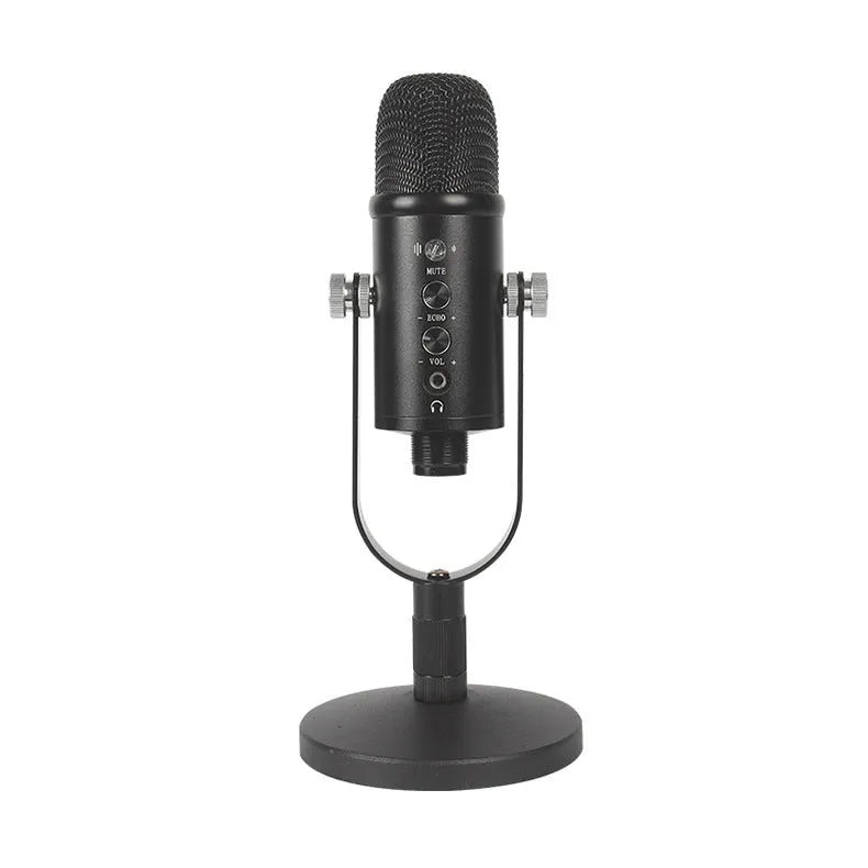 Black BM-86PRO USB condenser microphone on a metal base with sponge cover