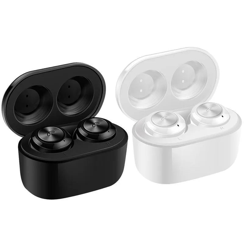 A6 model black and white TWS wireless Bluetooth earbuds with noise cancelling technology