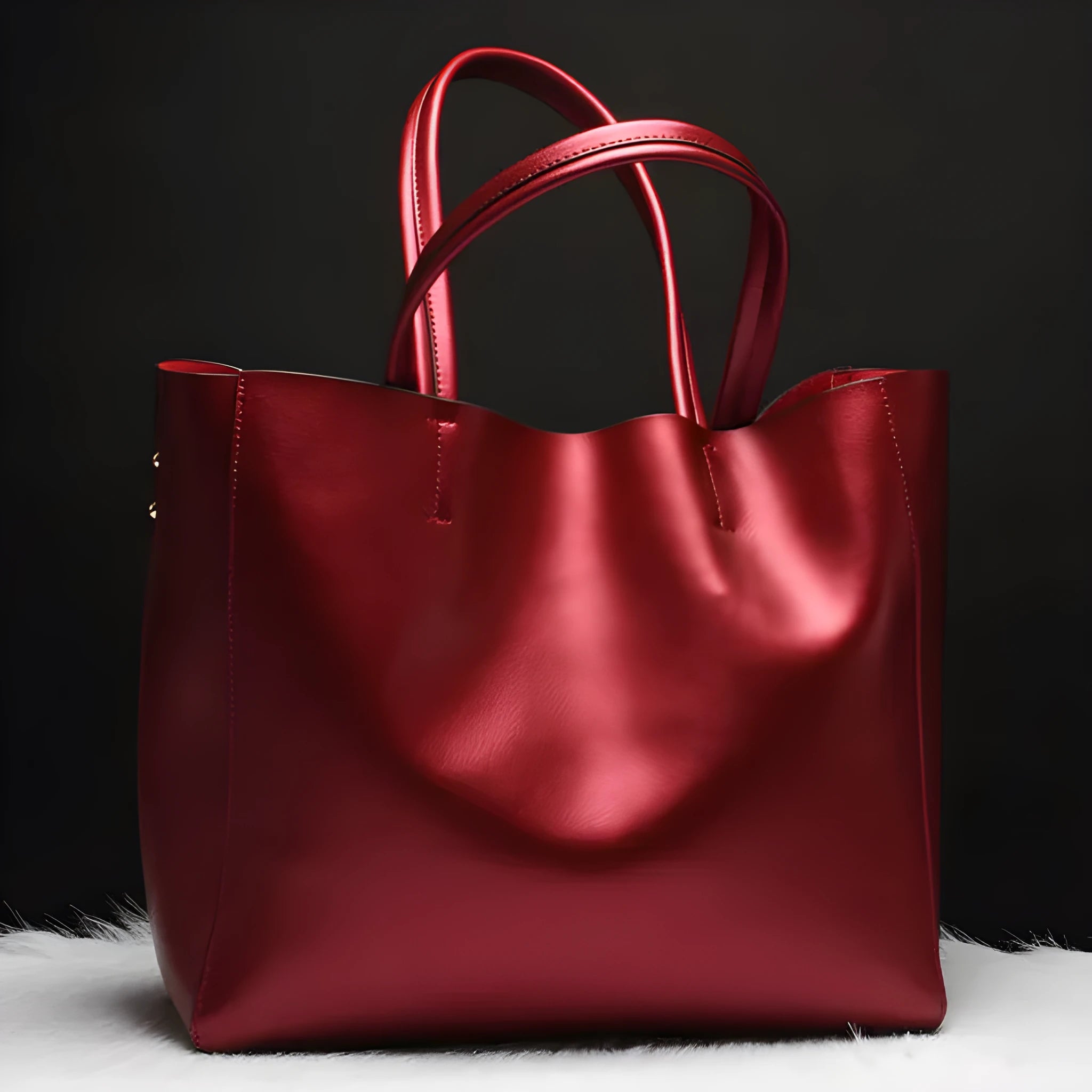 Women's cowhide leather shoulder bag in six colour options with shoulder strap and 34cm length dimensions