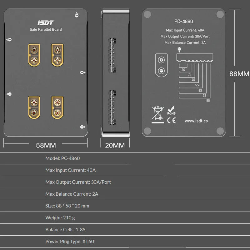 Grey parallel charging board for Astor electric toy aircraft with plug