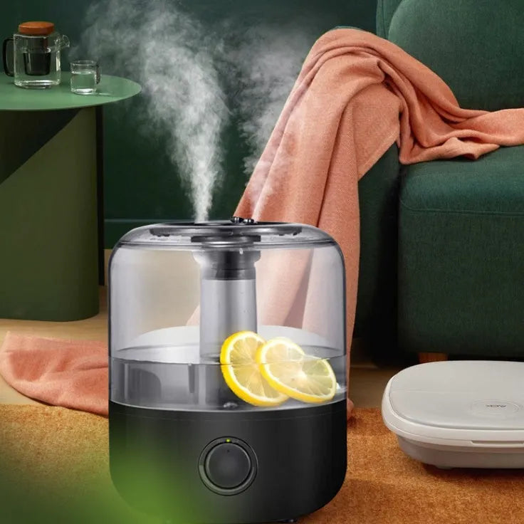 Black and white quiet 3-litre bedroom humidifier with aromatherapy function
