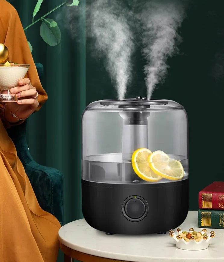 Black and white quiet 3-litre bedroom humidifier with aromatherapy function