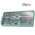 Alloy steel metric tap and die set with 20 pieces for manual thread cutting