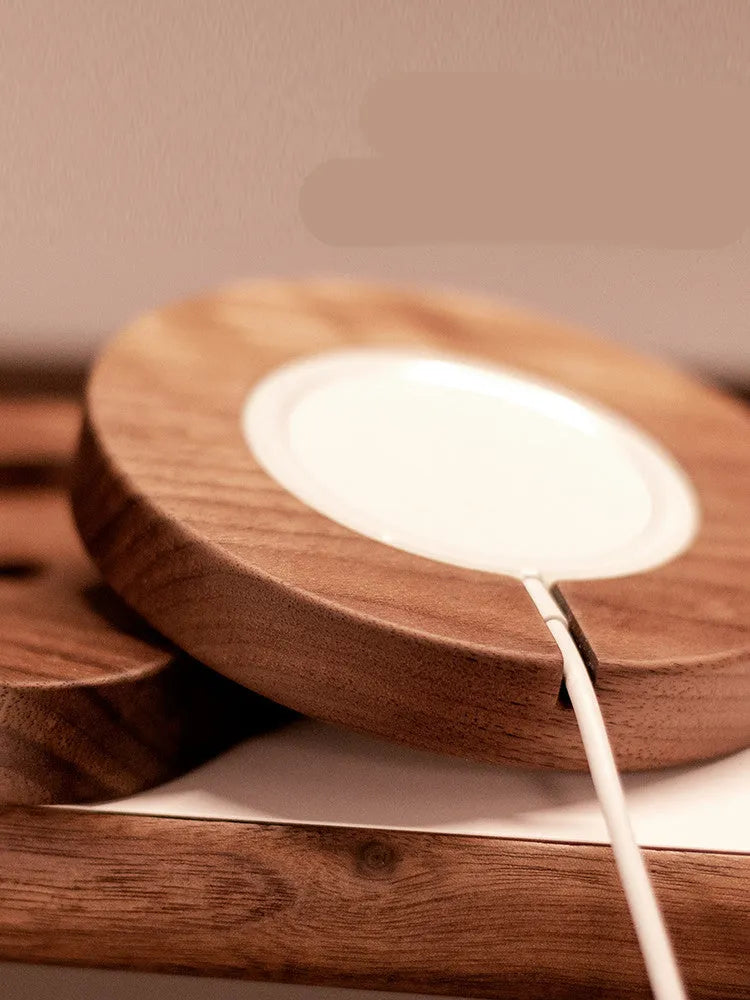 Walnut solid wood magnetic wireless charging bracket for iPhone with protective cover