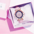 Diamond women's watch with round 32mm dial, mineral glass, and PU case in multiple colour options