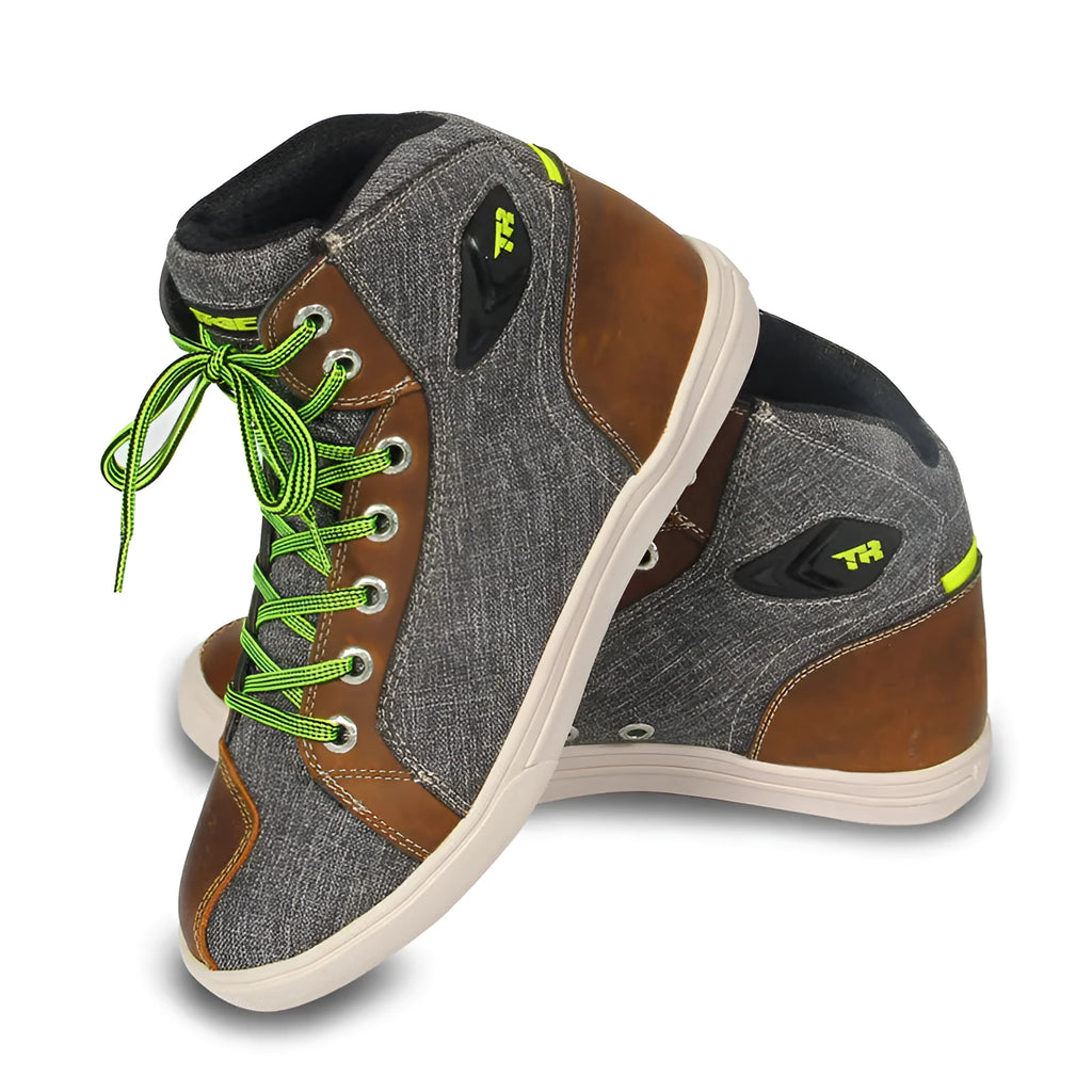 Men's motorcycle riding short boots in black or grey colours with breathable summer design