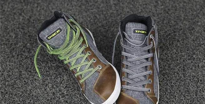 Men's motorcycle riding short boots in black or grey colours with breathable summer design