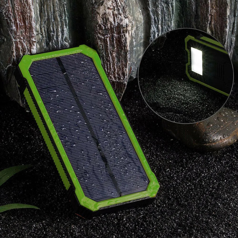 Factory three proofs solar power bank 20000mAh in orange, yellow, black, and green colours.