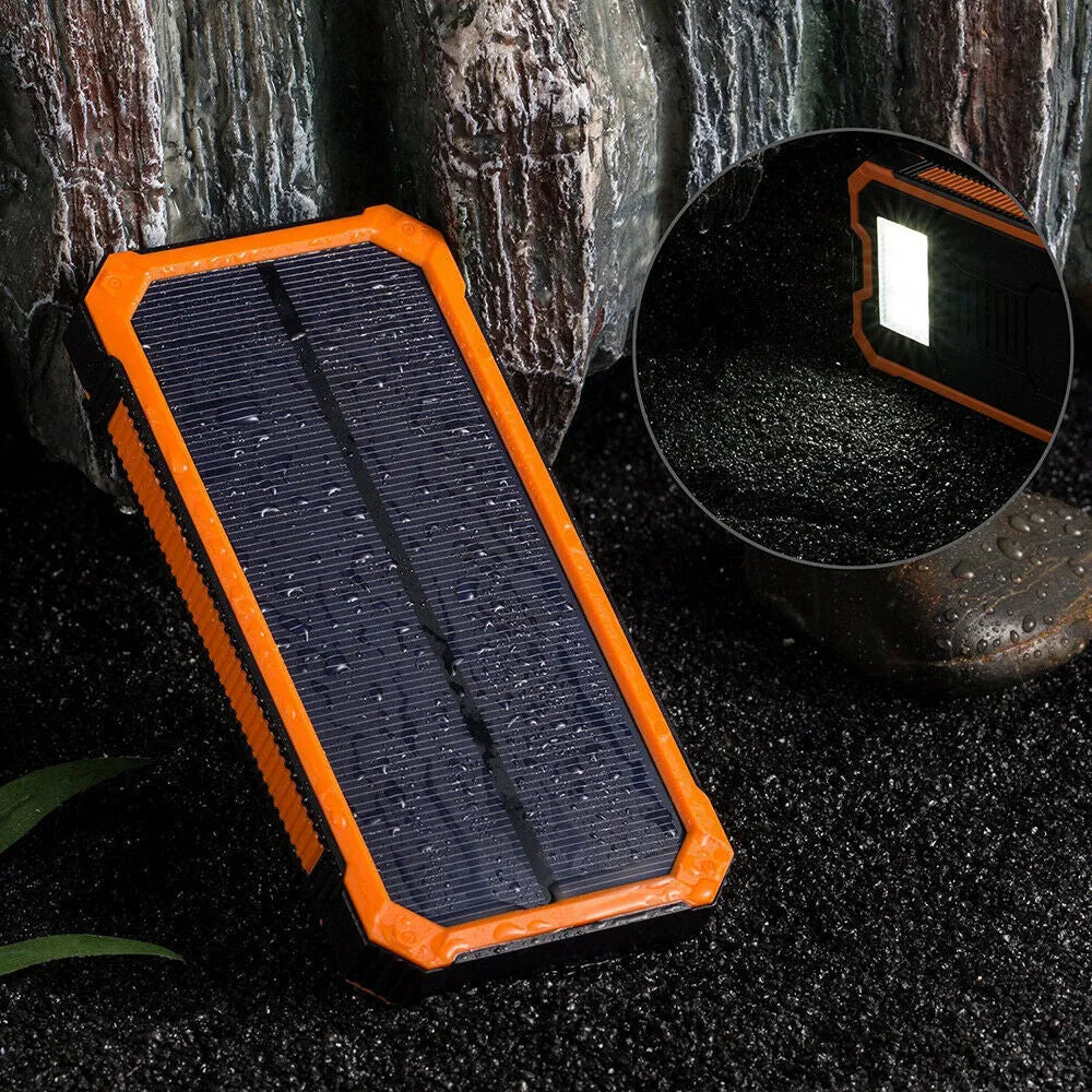 Factory three proofs solar power bank 20000mAh in orange, yellow, black, and green colours.