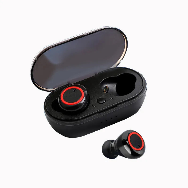 TWS wireless Bluetooth earbuds in various colour combinations including black, white, and accent colours