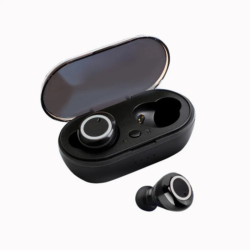 TWS wireless Bluetooth earbuds in various colour combinations including black, white, and accent colours