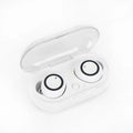 TWS wireless Bluetooth earbuds in various colour combinations including black, white, and accent colours