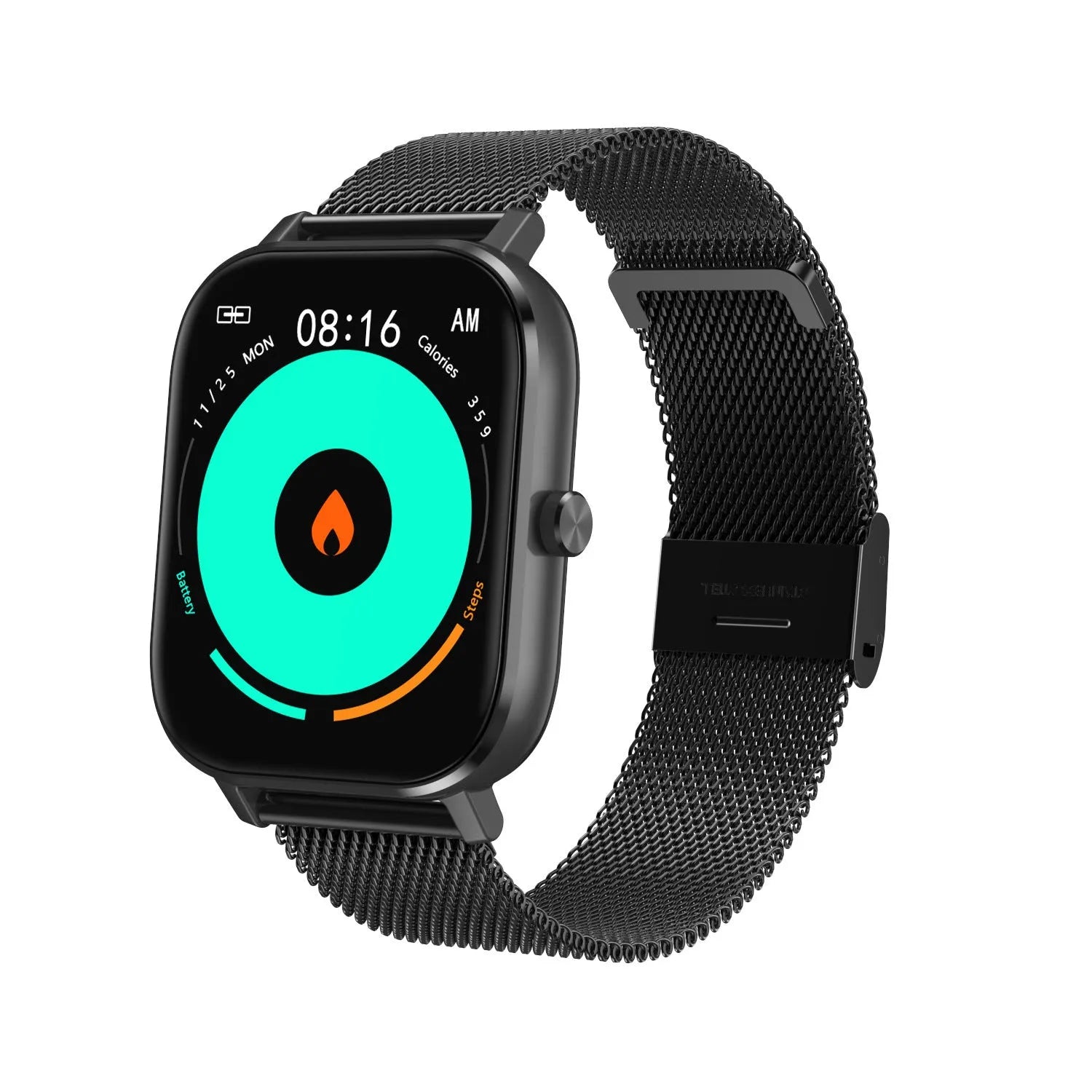 Smart bracelet with 1.54-inch screen showing health stats, featuring a silicone wrist strap.