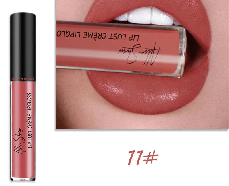 Mineral-based silky cream texture lip gloss tube showing available colour options