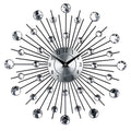 Large silver round wall clock with metal frame and simple number display, 33 cm in diameter.