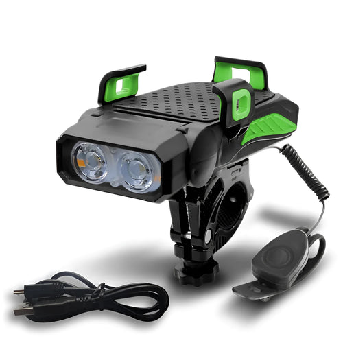 Rechargeable bicycle light with glare flashlight function in multiple colour options