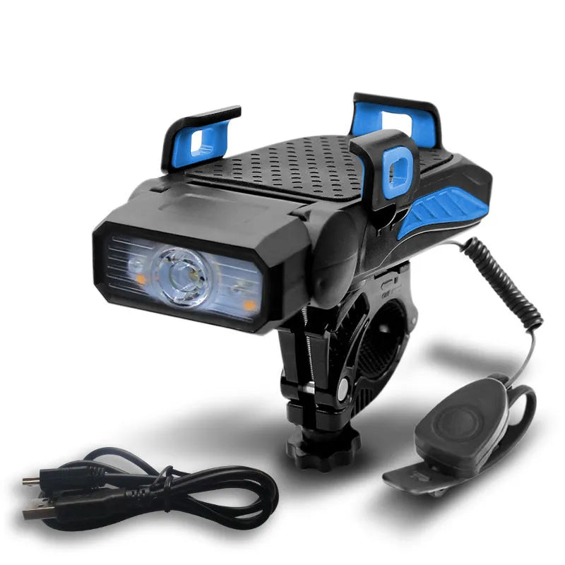 Rechargeable bicycle light with glare flashlight function in multiple colour options