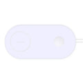 White dual mobile phone wireless charger charging two phones simultaneously