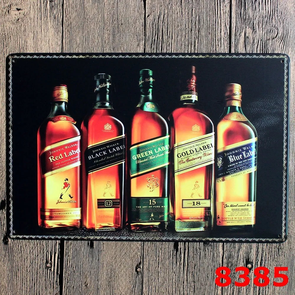 Vintage iron tin painting wall art with barbecue hamburger beer retro design measuring 20x30cm