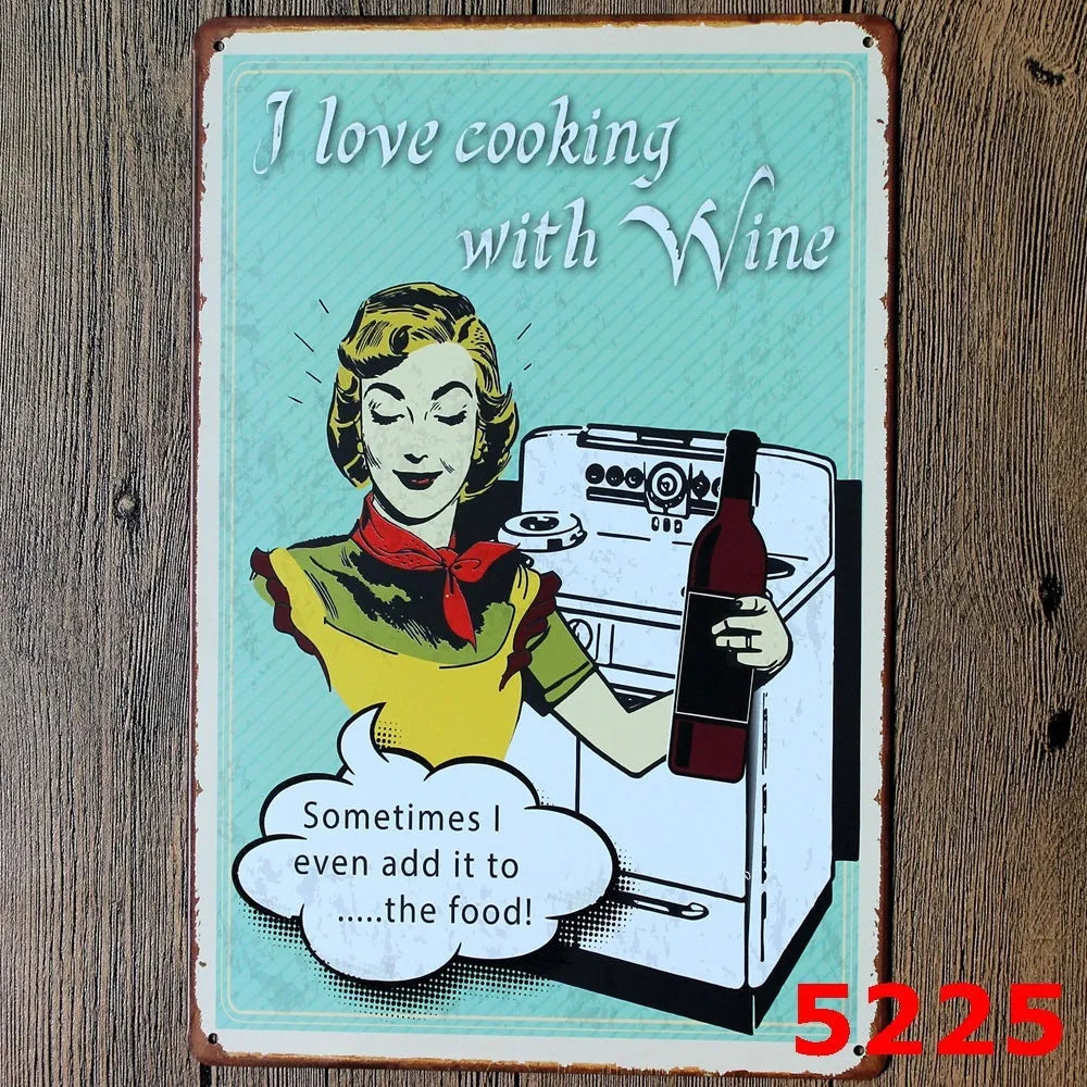 Vintage iron tin painting wall art with barbecue hamburger beer retro design measuring 20x30cm