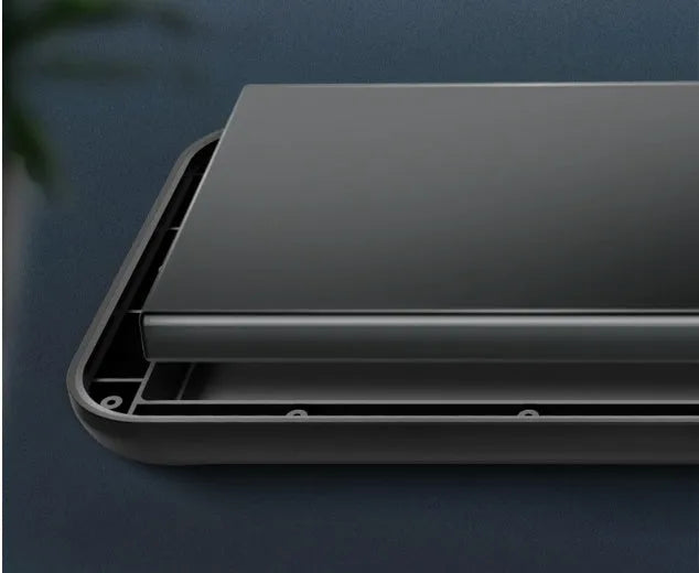 Black ultra-thin wireless back clip battery pack for iPhone 12 models showing clip and multi-USB port.