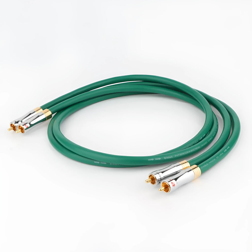 4-core silver-plated RCA audio interconnect cable with Budweiser-style plugs for CD decoder amplifier connections