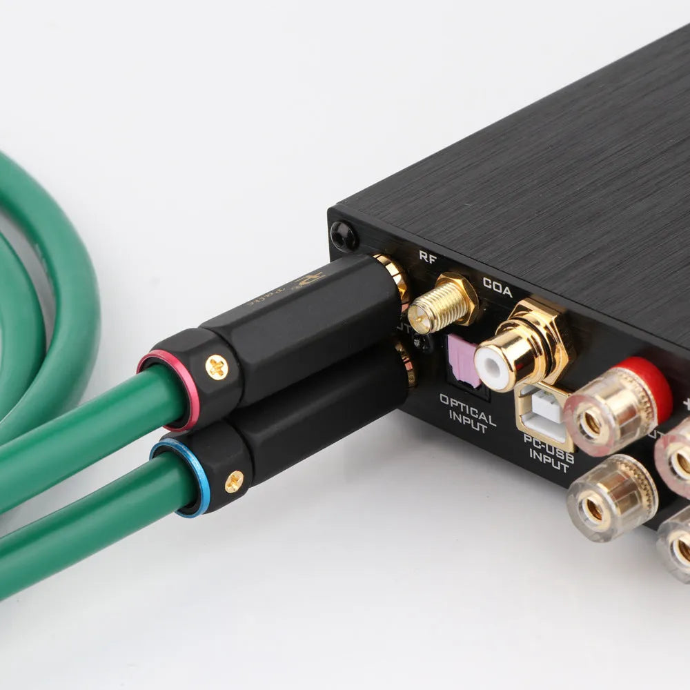 4-core silver-plated RCA audio interconnect cable with Budweiser-style plugs for CD decoder amplifier connections