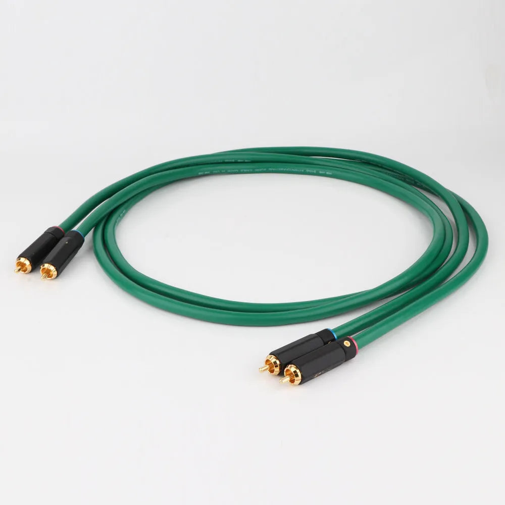 4-core silver-plated RCA audio interconnect cable with Budweiser-style plugs for CD decoder amplifier connections