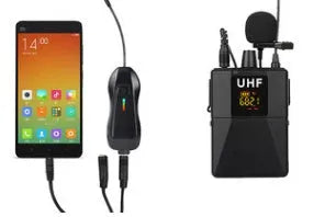Little Bee X3 black wireless lavalier microphone with foam windscreen and USB-C charging cable.