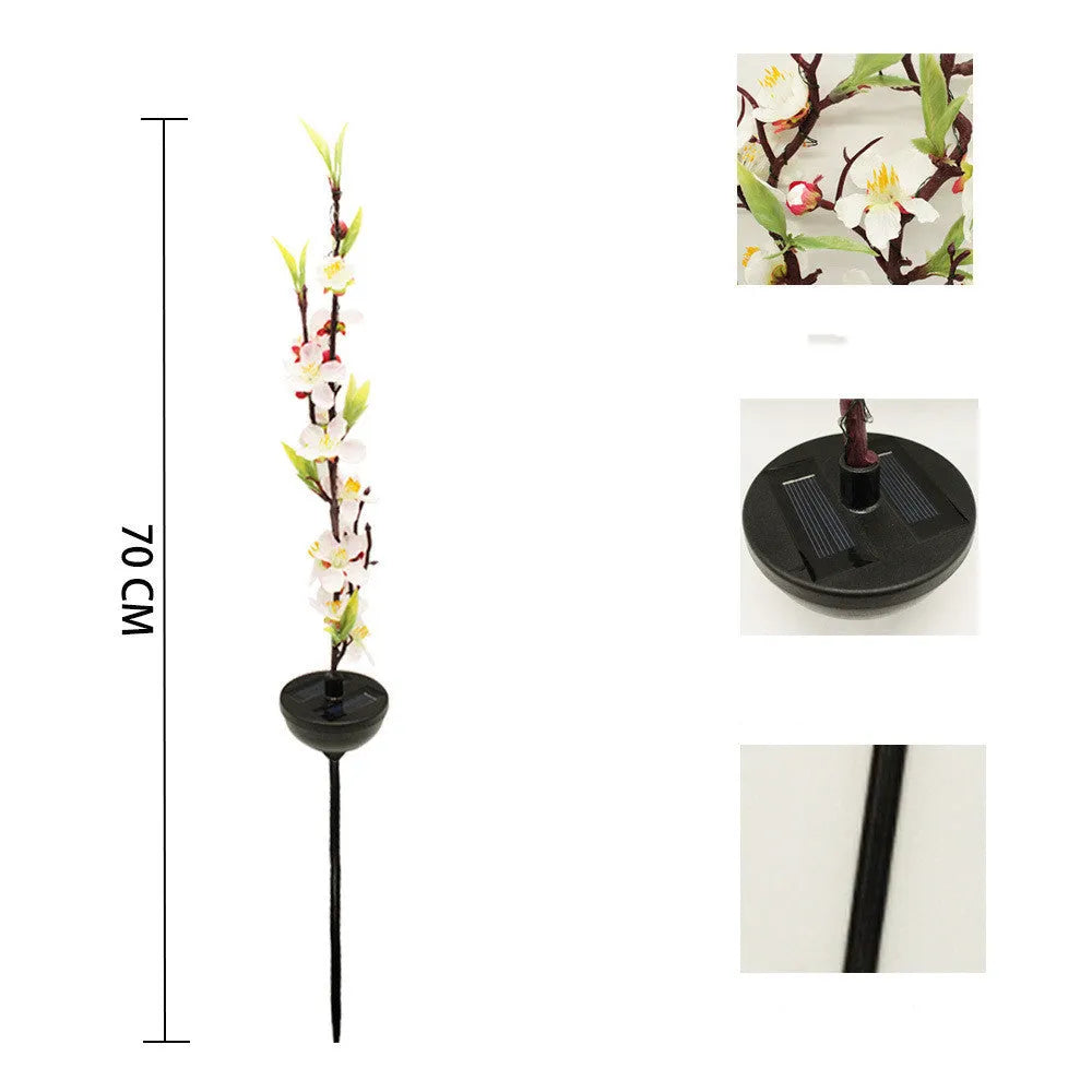 Solar-powered cherry blossom garden light with ground stake