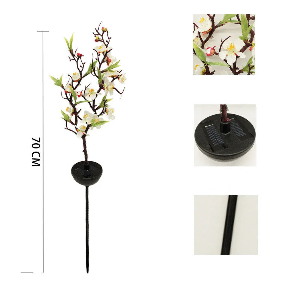 Solar-powered cherry blossom garden light with ground stake